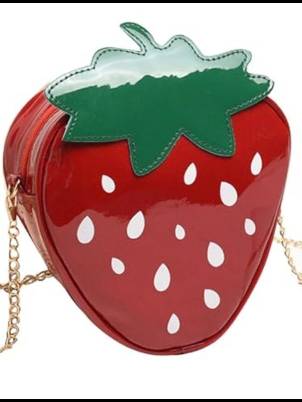 Strawberry Shape PU Leather Crossbody Bag Metal Chain Strap Cute Purse